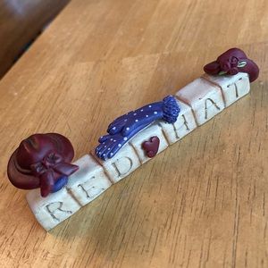 Blossom Bucket SUZI RED HAT decor like new